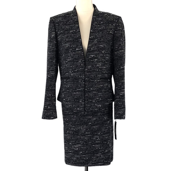 Tahari ASL Dresses & Skirts - Tahari Black & Cream Flyaway Jacket with Matching Pencil Skirt Size 14